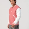 Pink Wool Body & White Vinyl Sleeves Letterman Jacket