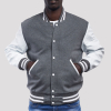 Light Oxford Wool Body & White Vinyl Sleeves Letterman Jacket