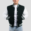 Dartmouth Green Wool Body & White Faux Leather Sleeves Letterman Jacket