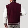 Maroon Wool Body & White Vinyl Sleeves Letterman Jacket With Zipper