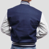 Royal Blue Wool Body & White Faux Leather Sleeves Letterman Jacket