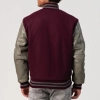 Maroon Body & Grey Vinyl Sleeves Letterman Jacket