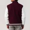 Maroon Body & White Vinyl Sleeves Letterman Jacket With Byron Collar & Zipper