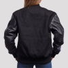 Black Wool Body & Black Faux Leather Sleeves Letterman Jacket