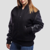 Black Wool Body & Black Faux Leather Sleeves Letterman Jacket