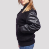 Black Wool Body & Black Faux Leather Sleeves Letterman Jacket