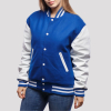 Bright Royal Wool Body & Bright White Faux Leather Sleeves Letterman Jacket