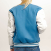 Newark Blue Wool Body & Bright White Faux Leather Sleeves Letterman Jacket