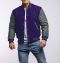 Purple Wool Body & Grey Leather Sleeves Letterman Jacket