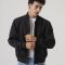 All Black Lightweight Letterman Jacket
