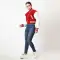 Scarlet Red & White Crop Top Letterman Jacket