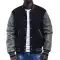 Black Wool Body & Grey Leather Sleeves Letterman Jacket