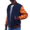 Royal Wool Body & Orange Leather Sleeves Letterman Jacket