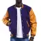 Purple Wool Body & Bright Gold Leather Sleeves Letterman Jacket