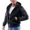 Black Wool Body & Black Leather Sleeves Hoodie Letterman Jacket
