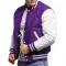 Purple Wool Body & Bright White Leather Sleeves Letterman Jacket