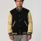Black Melton Wool Body & Vegas Gold Leather Sleeves Letterman Jacket