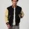 Black Melton Wool Body & Vegas Gold Leather Sleeves Letterman Jacket