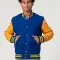 Bright Royal Body & Bright Gold Leather Sleeves Letterman Jacket