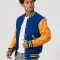Bright Royal Body & Bright Gold Leather Sleeves Letterman Jacket