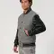 Light Oxford Wool Body & Black Leather Sleeves Letterman Jacket