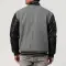 Light Oxford Wool Body & Black Leather Sleeves Letterman Jacket