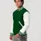 Kelly Green Wool Body & White Leather Sleeves Letterman Jacket With Zipper