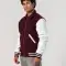 Maroon Body & White Sleeves Letterman Jacket With Byron Collar & Zipper
