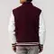 Maroon Body & White Sleeves Letterman Jacket With Byron Collar & Zipper