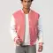Pink Wool Body & Bright White Leather Sleeves Letterman Jacket