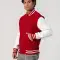 Scarlet Wool Body & White Leather Sleeves Letterman Jacket With Zipper
