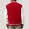 Scarlet Wool Body & White Leather Sleeves Letterman Jacket With Zipper