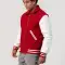 Scarlet Wool Body & White Leather Sleeves Letterman Jacket With Byron Collar