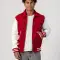 Scarlet Wool Body & White Leather Sleeves Letterman Jacket With Byron Collar