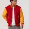 Scarlet Body & Bright Gold Leather Sleeves Letterman Jacket