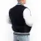 Navy Blue Wool Body & White Leather Sleeves Letterman Jacket