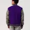Purple Body & Grey Leather Sleeves Hoodie Letterman Jacket