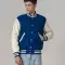 All-Wool Customizable Letterman Jacket in Bright Royal & White