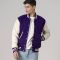 All-Wool Customizable Letterman Jacket in Purple & White