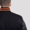Black Wool Body & Black Leather Sleeves with Orange Stripes Letterman Jacket