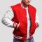 Scarlet Wool Body & Bright White Leather Sleeves Letterman Jacket