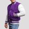 Purple Wool Body & Bright White Leather Sleeves Letterman Jacket