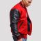 Scarlet Red Wool Body & Black Leather Sleeves Letterman Jacket