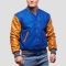 Bright Royal Wool Body & Old Gold Leather Sleeves Letterman Jacket