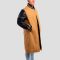 Camel Wool Body & Black Leather Sleeves Letterman Coat