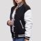Black Wool Body & Bright White Leather Sleeves Letterman Jacket