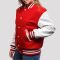 Scarlet Wool Body & Bright White Leather Sleeves Letterman Jacket