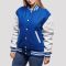 Bright Royal Wool Body & Bright White Leather Sleeves Letterman Jacket