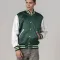 Kelly Green Satin Jacket With White Sleeves