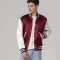 Maroon Satin Jacket With White Sleeves